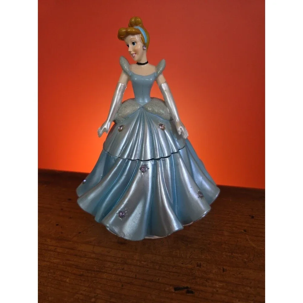 Vintage Disney Princess Cinderella Figurine Rhinestone Trinket Box F.A.B NY